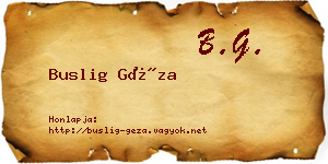 Buslig Géza névjegykártya