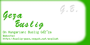 geza buslig business card